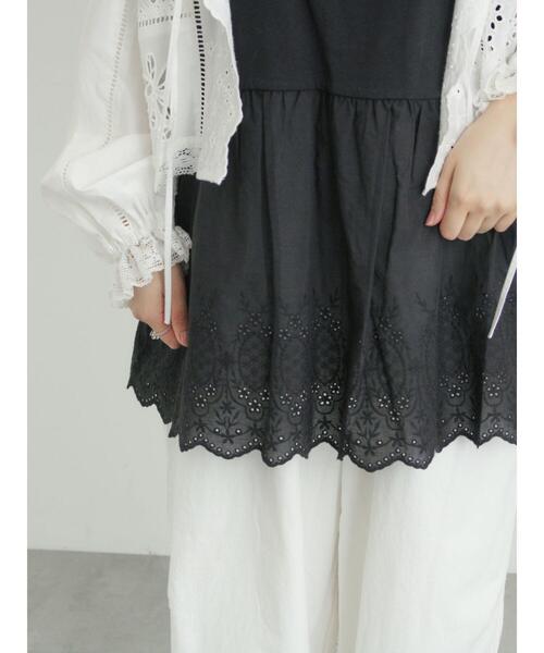 Samansa Mos2（サマンサ モスモス）の「裾スカラップレースノースリーブインナー（Tシャツ/カットソー・レディース・ブラック/オフホワイト・F）」の16枚目の写真