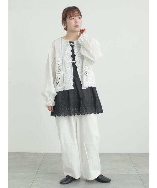 Samansa Mos2（サマンサ モスモス）の「裾スカラップレースノースリーブインナー（Tシャツ/カットソー・レディース・ブラック/オフホワイト・F）」の14枚目の写真