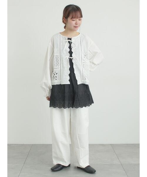 Samansa Mos2（サマンサ モスモス）の「裾スカラップレースノースリーブインナー（Tシャツ/カットソー・レディース・ブラック/オフホワイト・F）」の13枚目の写真