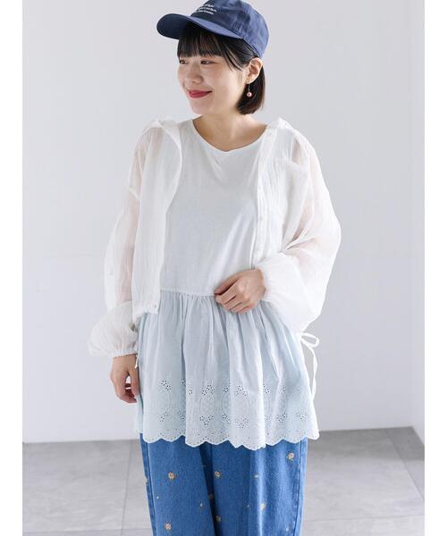 Samansa Mos2(サマンサ モスモス)の「《新色追加》裾スカラップレースノースリーブインナー(Tシャツ/カットソー・レディース・ブラック/オフホワイト/ダークブラウン/ブルー・F)」の14枚目の写真