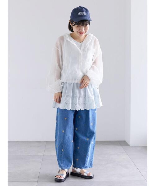 Samansa Mos2(サマンサ モスモス)の「《新色追加》裾スカラップレースノースリーブインナー(Tシャツ/カットソー・レディース・ブラック/オフホワイト/ダークブラウン/ブルー・F)」の15枚目の写真
