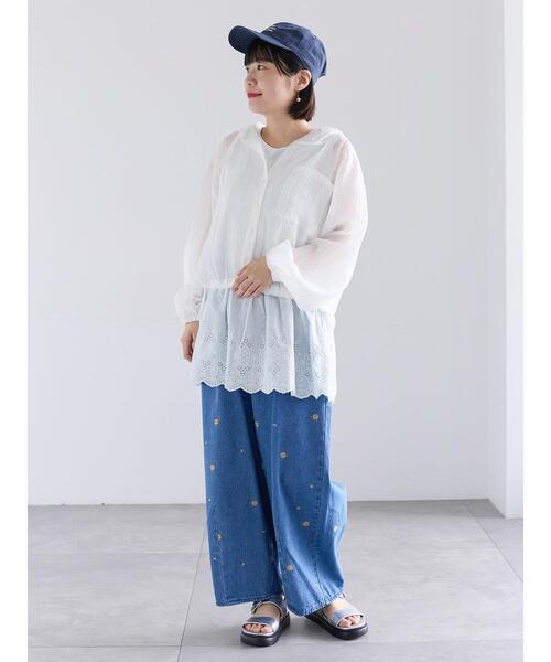 Samansa Mos2(サマンサ モスモス)の「《新色追加》裾スカラップレースノースリーブインナー(Tシャツ/カットソー・レディース・ブラック/オフホワイト/ダークブラウン/ブルー・F)」の17枚目の写真