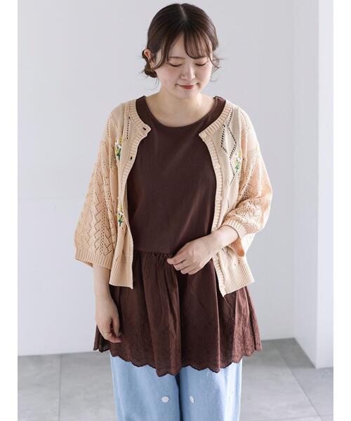 Samansa Mos2(サマンサ モスモス)の「《新色追加》裾スカラップレースノースリーブインナー(Tシャツ/カットソー・レディース・ブラック/オフホワイト・F)」の8枚目の写真