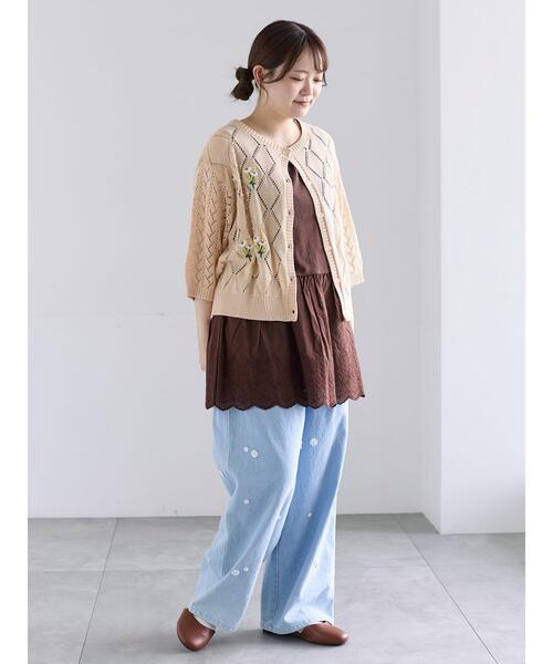 Samansa Mos2(サマンサ モスモス)の「《新色追加》裾スカラップレースノースリーブインナー(Tシャツ/カットソー・レディース・ブラック/オフホワイト・F)」の9枚目の写真