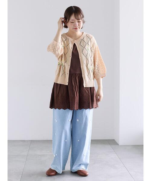 Samansa Mos2(サマンサ モスモス)の「《新色追加》裾スカラップレースノースリーブインナー(Tシャツ/カットソー・レディース・ブラック/オフホワイト・F)」の10枚目の写真