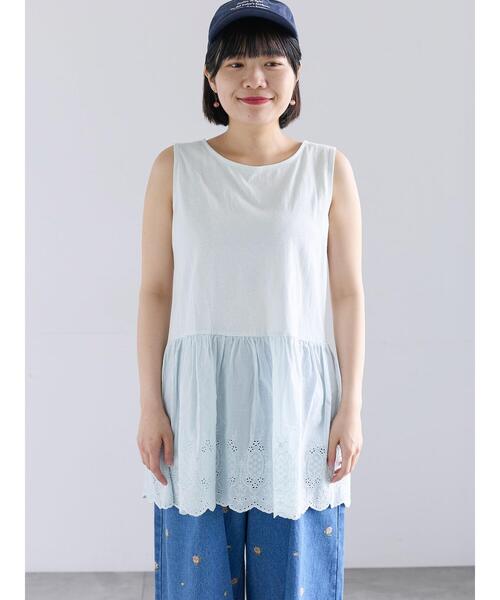 Samansa Mos2(サマンサ モスモス)の「《新色追加》裾スカラップレースノースリーブインナー(Tシャツ/カットソー・レディース・ブラック/オフホワイト・F)」の12枚目の写真
