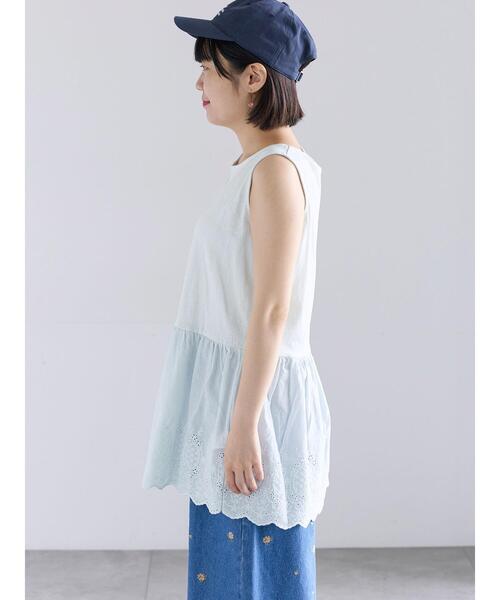 Samansa Mos2(サマンサ モスモス)の「《新色追加》裾スカラップレースノースリーブインナー(Tシャツ/カットソー・レディース・ブラック/オフホワイト・F)」の13枚目の写真