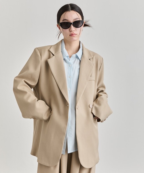 NUJOH(ヌゾ)の「Double Button Tailored Jacket / ダブルボタンテーラードジャケット(テーラードジャケット・レディース・クリーム/ブラック/ベージュ・FREE)」の19枚目の写真