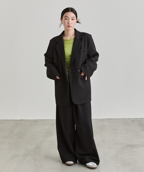NUJOH(ヌゾ)の「Double Button Tailored Jacket / ダブルボタンテーラードジャケット(テーラードジャケット・レディース・クリーム/ブラック/ベージュ・FREE)」の12枚目の写真