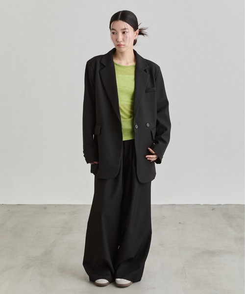 NUJOH(ヌゾ)の「Double Button Tailored Jacket / ダブルボタンテーラードジャケット(テーラードジャケット・レディース・クリーム/ブラック/ベージュ・FREE)」の11枚目の写真