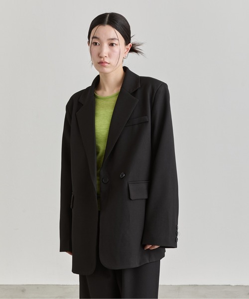 NUJOH(ヌゾ)の「Double Button Tailored Jacket / ダブルボタンテーラードジャケット(テーラードジャケット・レディース・クリーム/ブラック/ベージュ・FREE)」の6枚目の写真