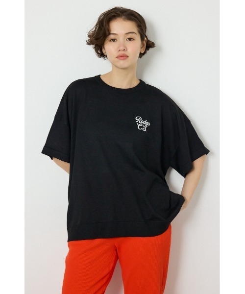 RODEO CROWNS WIDE BOWL（ロデオクラウンズワイドボウル）の「フラワーロゴニットトップス（ニット/セーター・レディース・オフホワイト/ライトイエロー/ブラック/ライトピンク・FREE）」の7枚目の写真