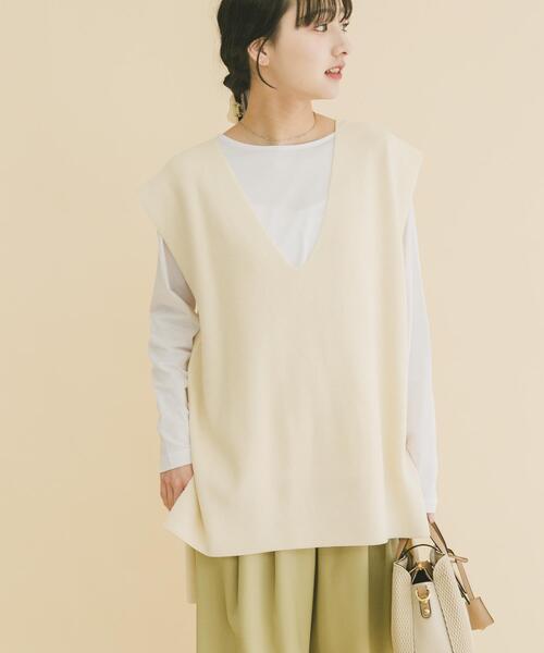 セール】ロングTシャツ×ニットベストセット（ニット/セーター）｜ITEMS