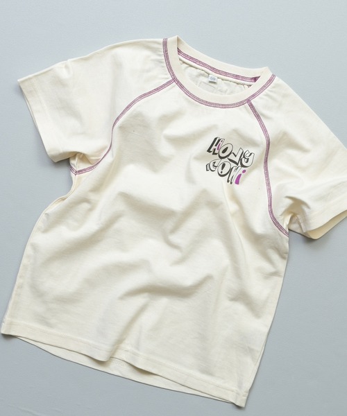 Life Support Products(ライフサポートプロダクツ)の「【プチプラ】ステッチバイカラー半袖Tシャツ(Tシャツ/カットソー・キッズ・ピンク/ホワイト系その他/チャコール/グレー系その他/オフホワイト/パープル/ライトグリーン/オレンジ・95/150/110/80/90/140/100/130/120)」の2枚目の写真