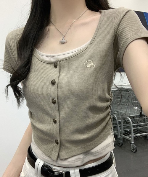 GLAMOROUS JANE(グラマラスジェーン)の「レイヤードフロントボタンテレコTシャツ(Tシャツ/カットソー・レディース・ベージュ/アイボリー・FREE)」の15枚目の写真
