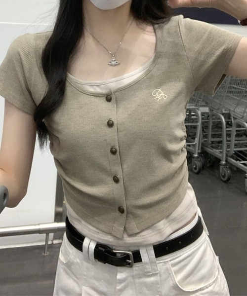 GLAMOROUS JANE(グラマラスジェーン)の「レイヤードフロントボタンテレコTシャツ(Tシャツ/カットソー・レディース・ベージュ/アイボリー・FREE)」の16枚目の写真