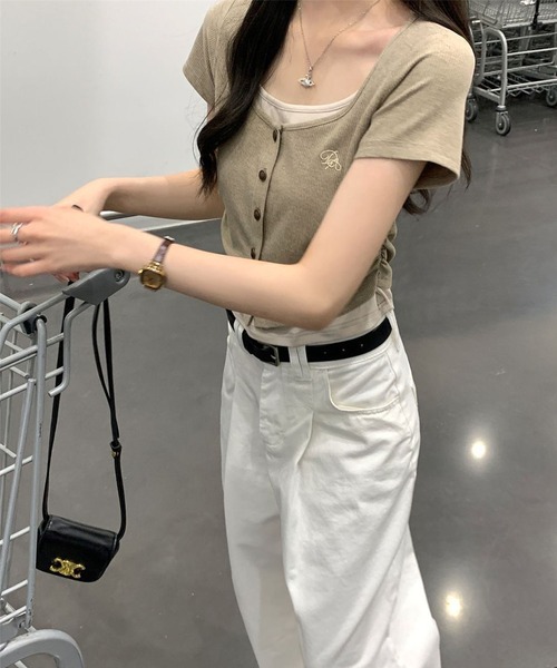 GLAMOROUS JANE(グラマラスジェーン)の「レイヤードフロントボタンテレコTシャツ(Tシャツ/カットソー・レディース・ベージュ/アイボリー・FREE)」の20枚目の写真