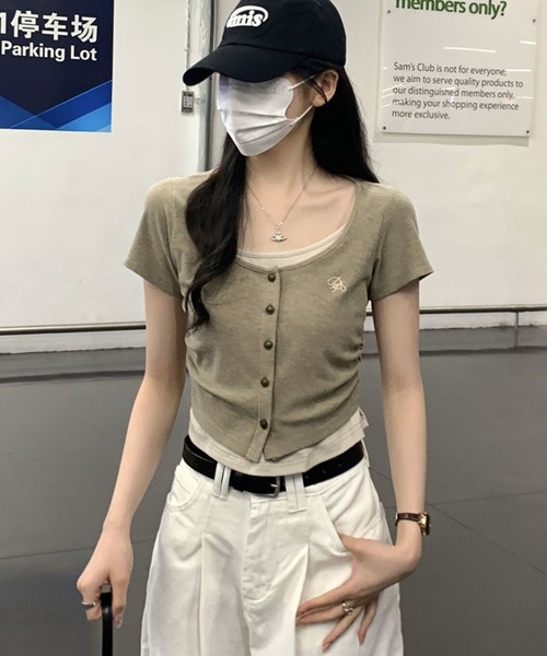 GLAMOROUS JANE(グラマラスジェーン)の「レイヤードフロントボタンテレコTシャツ(Tシャツ/カットソー・レディース・ベージュ/アイボリー・FREE)」の21枚目の写真