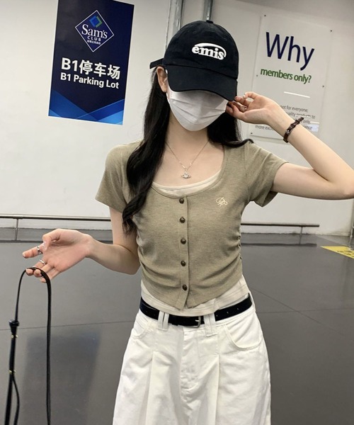 GLAMOROUS JANE(グラマラスジェーン)の「レイヤードフロントボタンテレコTシャツ(Tシャツ/カットソー・レディース・ベージュ/アイボリー・FREE)」の22枚目の写真