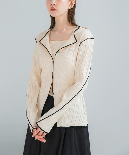 URBAN RESEARCH ROSSO WOMEN(アーバンリサーチ ロッソ)の「ELENDEEK BI COLOR ENSEMBLE KNIT(ニット/セーター・レディース・ラベンダー/アイボリー/ブラック・FREE)」の1枚目の写真