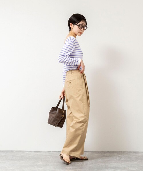 Rie Miller（リエミラー）の「ウォッシャブルブークレーボーダーバックUネックプルオーバー（ニット/セーター・レディース・イエロー系その他3/ホワイト系その他4/パープル系その他3・38）」の13枚目の写真