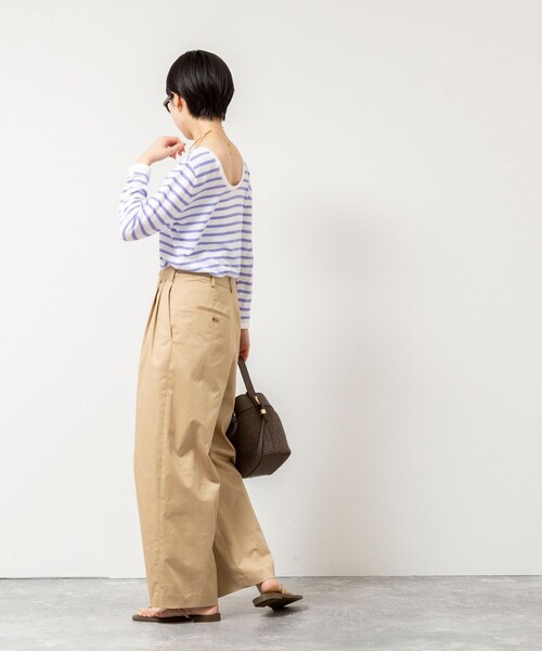 Rie Miller（リエミラー）の「ウォッシャブルブークレーボーダーバックUネックプルオーバー（ニット/セーター・レディース・イエロー系その他3/ホワイト系その他4/パープル系その他3・38）」の15枚目の写真