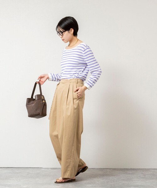 Rie Miller（リエミラー）の「ウォッシャブルブークレーボーダーバックUネックプルオーバー（ニット/セーター・レディース・イエロー系その他3/ホワイト系その他4/パープル系その他3・38）」の16枚目の写真