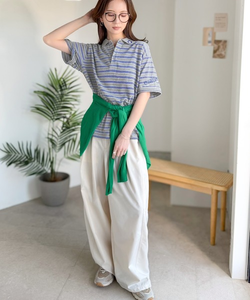 classicalelf(クラシカルエルフ)の「レトロ可愛いスタイルに。綿100%とび刺繍ポロシャツ(半袖)(ポロシャツ・レディース・ブラウン/オレンジ/ブラック/グレー系1/アイボリー系1・MEDIUM/X-LARGE/SMALL/LARGE)」の22枚目の写真