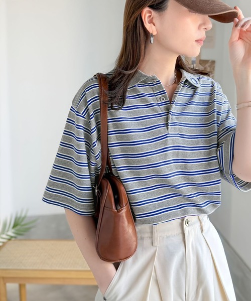 classicalelf(クラシカルエルフ)の「レトロ可愛いスタイルに。綿100%とび刺繍ポロシャツ(半袖)(ポロシャツ・レディース・ブラウン/オレンジ/ブラック/グレー系1/アイボリー系1・MEDIUM/X-LARGE/SMALL/LARGE)」の21枚目の写真