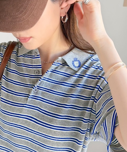 classicalelf(クラシカルエルフ)の「レトロ可愛いスタイルに。綿100%とび刺繍ポロシャツ(半袖)(ポロシャツ・レディース・ブラウン/オレンジ/ブラック/グレー系1/アイボリー系1・MEDIUM/X-LARGE/SMALL/LARGE)」の15枚目の写真