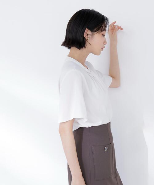 NATURAL BEAUTY BASIC(ナチュラルビューティーベーシック)の「◇フロントタックフレアスリーブブラウス(シャツ/ブラウス・レディース・ベージュ/ダークブルー/オフホワイト/ブルー・SMALL/MEDIUM)」の11枚目の写真