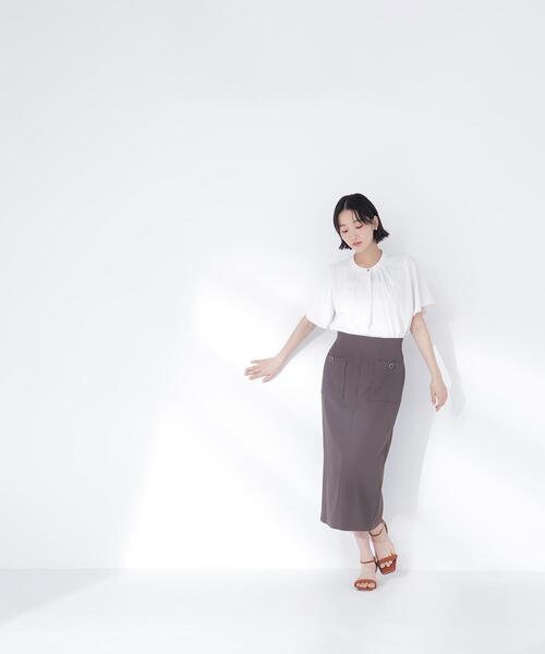 NATURAL BEAUTY BASIC(ナチュラルビューティーベーシック)の「◇フロントタックフレアスリーブブラウス(シャツ/ブラウス・レディース・ベージュ/ダークブルー/オフホワイト/ブルー・SMALL/MEDIUM)」の12枚目の写真