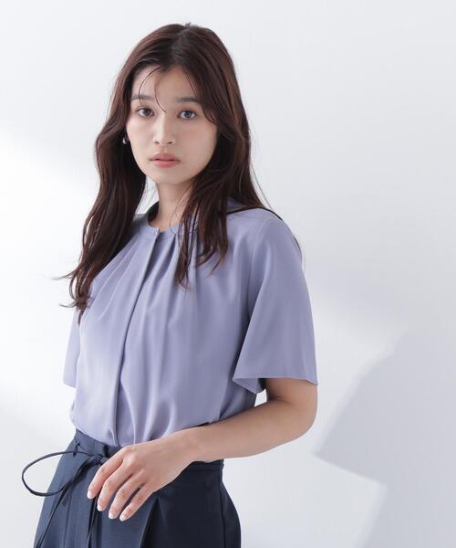 NATURAL BEAUTY BASIC(ナチュラルビューティーベーシック)の「◇フロントタックフレアスリーブブラウス(シャツ/ブラウス・レディース・ベージュ/ダークブルー/オフホワイト/ブルー・SMALL/MEDIUM)」の7枚目の写真