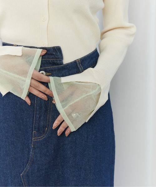 CIEL'AIR(シエルエアー)の「BICOLOR SLEEVE TOP(バイカラースリーブトップ)(ニット/セーター・レディース・チャコールグレー/アイボリー・FREE)」の10枚目の写真