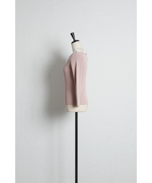 tocco closet（トッコ　クローゼット）の「シアーリボン付き七分袖リブニットプルオーバー（ニット/セーター・レディース・ネイビー/サックスブルー/ピンク/ラベンダー・M）」の22枚目の写真