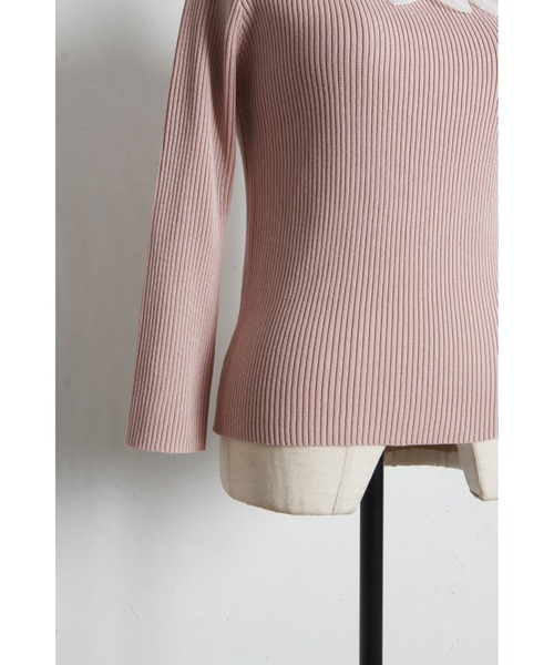 tocco closet（トッコ　クローゼット）の「シアーリボン付き七分袖リブニットプルオーバー（ニット/セーター・レディース・ネイビー/サックスブルー/ピンク/ラベンダー・M）」の16枚目の写真