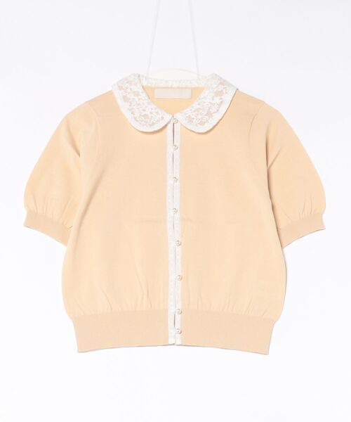 Marilyn Moon(マリリンムーン)の「cotton nylon lace color knit cardigan(カーディガン/ボレロ・レディース・グレー/ホワイト×ブラック/クリーム/ブラック・FREE)」の1枚目の写真