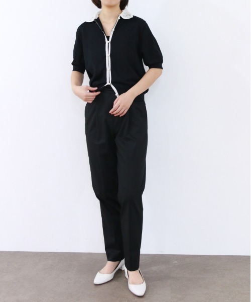 Marilyn Moon(マリリンムーン)の「cotton nylon lace color knit cardigan(カーディガン/ボレロ・レディース・グレー/ホワイト×ブラック/クリーム/ブラック・FREE)」の17枚目の写真