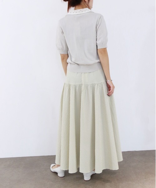 Marilyn Moon(マリリンムーン)の「cotton nylon lace color knit cardigan(カーディガン/ボレロ・レディース・グレー/ホワイト×ブラック/クリーム/ブラック・FREE)」の14枚目の写真