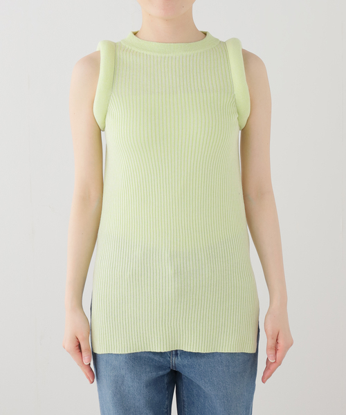 SEEALL(シーオール)の「SEEALL BOLD RIB TOP SAW63 KJ602:ニット(ニット/セーター・レディース・グリーン・FREE)」の6枚目の写真