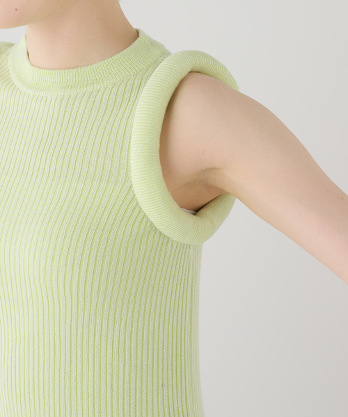 SEEALL(シーオール)の「SEEALL BOLD RIB TOP SAW63 KJ602:ニット(ニット/セーター・レディース・グリーン・FREE)」の9枚目の写真