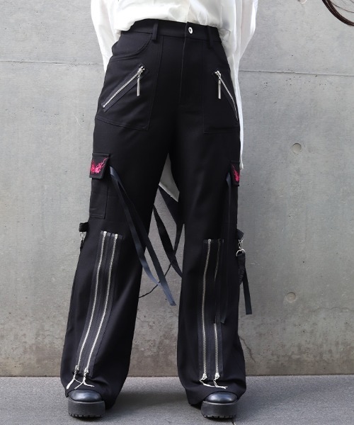 REZEN（リゼン）の「彼岸花×鬼火ボンテージパンツ（その他パンツ・メンズ・ローズ/ブルーパープル/ライトグレー・SMALL/MEDIUM/LARGE）」の3枚目の写真