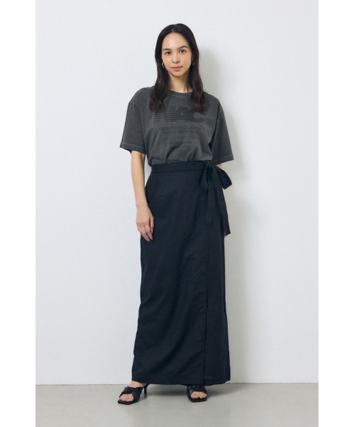 AZUL by moussy（アズールバイマウジー）の「ソフトリネンラップスカート（スカート・レディース・ブラック/ライトベージュ/カーキ・SMALL/MEDIUM）」の14枚目の写真