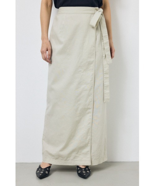 AZUL by moussy（アズールバイマウジー）の「ソフトリネンラップスカート（スカート・レディース・ブラック/ライトベージュ/カーキ・SMALL/MEDIUM）」の20枚目の写真