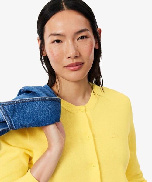 LACOSTE(ラコステ)の「シームレス3Dニットカーディガン(カーディガン/ボレロ・レディース・ネイビー/イエロー・38/36/34/40)」の14枚目の写真