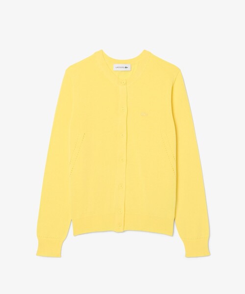 LACOSTE(ラコステ)の「シームレス3Dニットカーディガン(カーディガン/ボレロ・レディース・ネイビー/イエロー・38/36/34/40)」の4枚目の写真