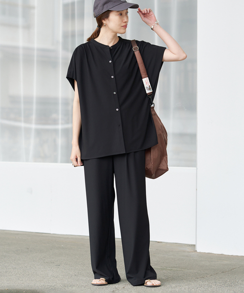 SLOBE IENA(スローブイエナ)の「《2枚セット》カットジョーゼットセットアップ(Tシャツ/カットソー・レディース・ブラック/ブラウン・36/38)」の12枚目の写真