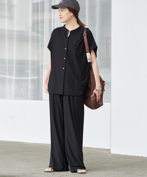 SLOBE IENA(スローブイエナ)の「《2枚セット》カットジョーゼットセットアップ(Tシャツ/カットソー・レディース・ブラック/ブラウン・36/38)」の13枚目の写真