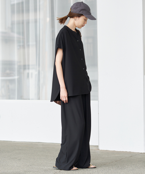 SLOBE IENA(スローブイエナ)の「《2枚セット》カットジョーゼットセットアップ(Tシャツ/カットソー・レディース・ブラック/ブラウン・36/38)」の14枚目の写真