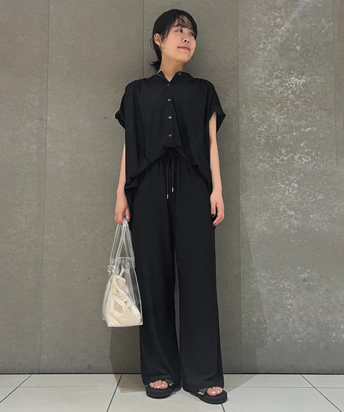 SLOBE IENA(スローブイエナ)の「《2枚セット》カットジョーゼットセットアップ(Tシャツ/カットソー・レディース・ブラック/ブラウン・36/38)」の16枚目の写真